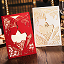 Arte de la novia y del novio del estilo del papel Side Wedding Invitation Fold-conjunto de 50 (más colores)