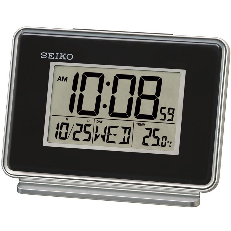 Seiko LCD Dual Alarm Calendar Clock - Black