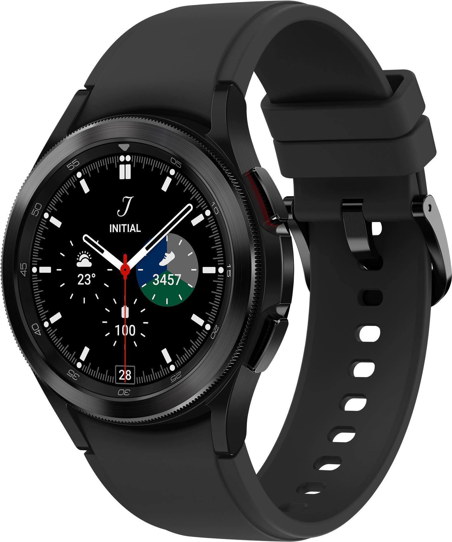 Samsung Galaxy Watch4 Classic - 42 mm - schwarz - intelligente Uhr mit Ridge Sport Band - Flouroelastomer - schwarz - Anzeige 3,04 cm (1.2