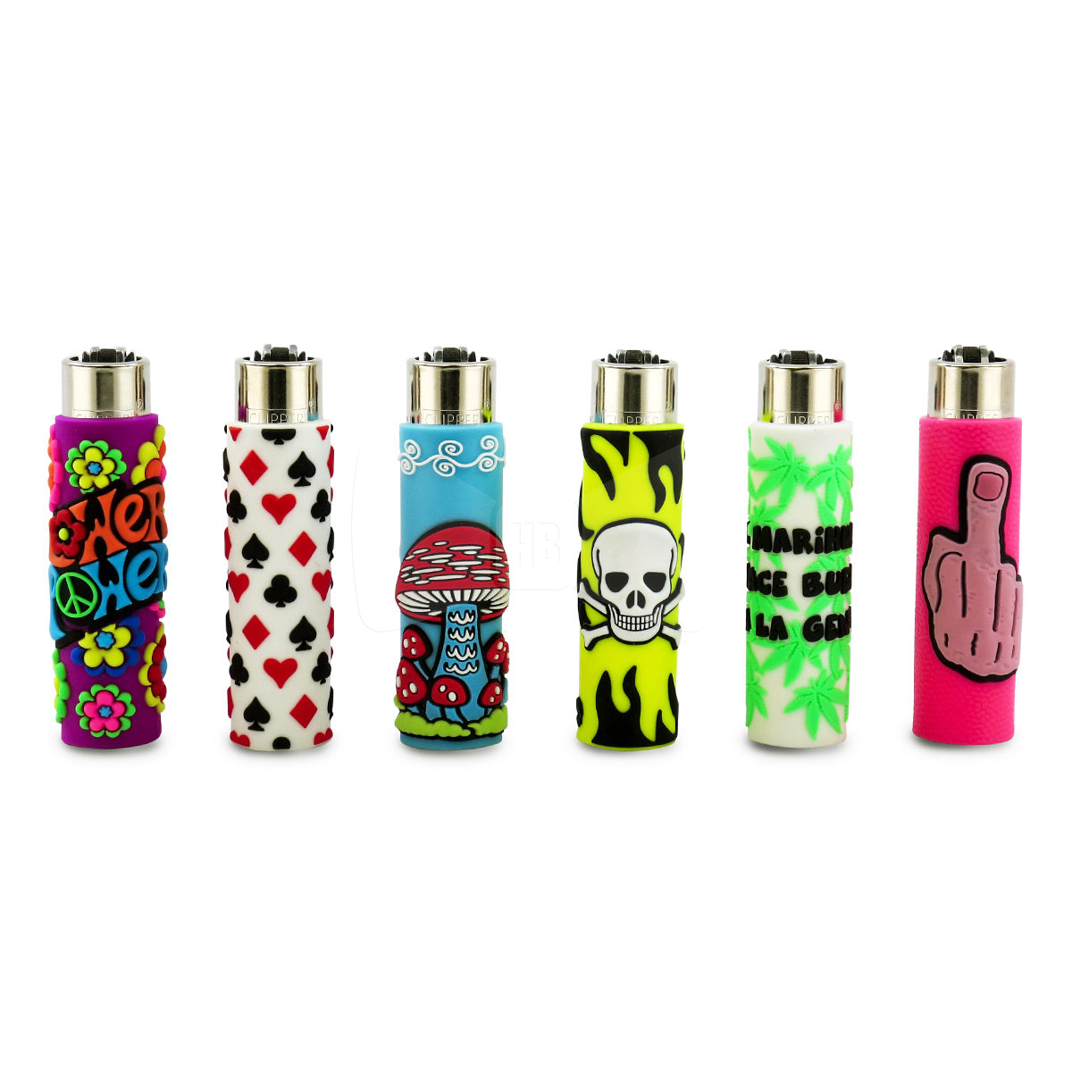 Clipper Rubber Case Mix Pop Lighter 6 Pack