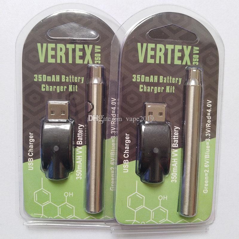 Preheat Battery Blister 350mAh Vertex Preheating Variable Voltage VV Battery Charger Vape Pen Kit for 510 Thread Thick Oil CE3 G2 Cartridge