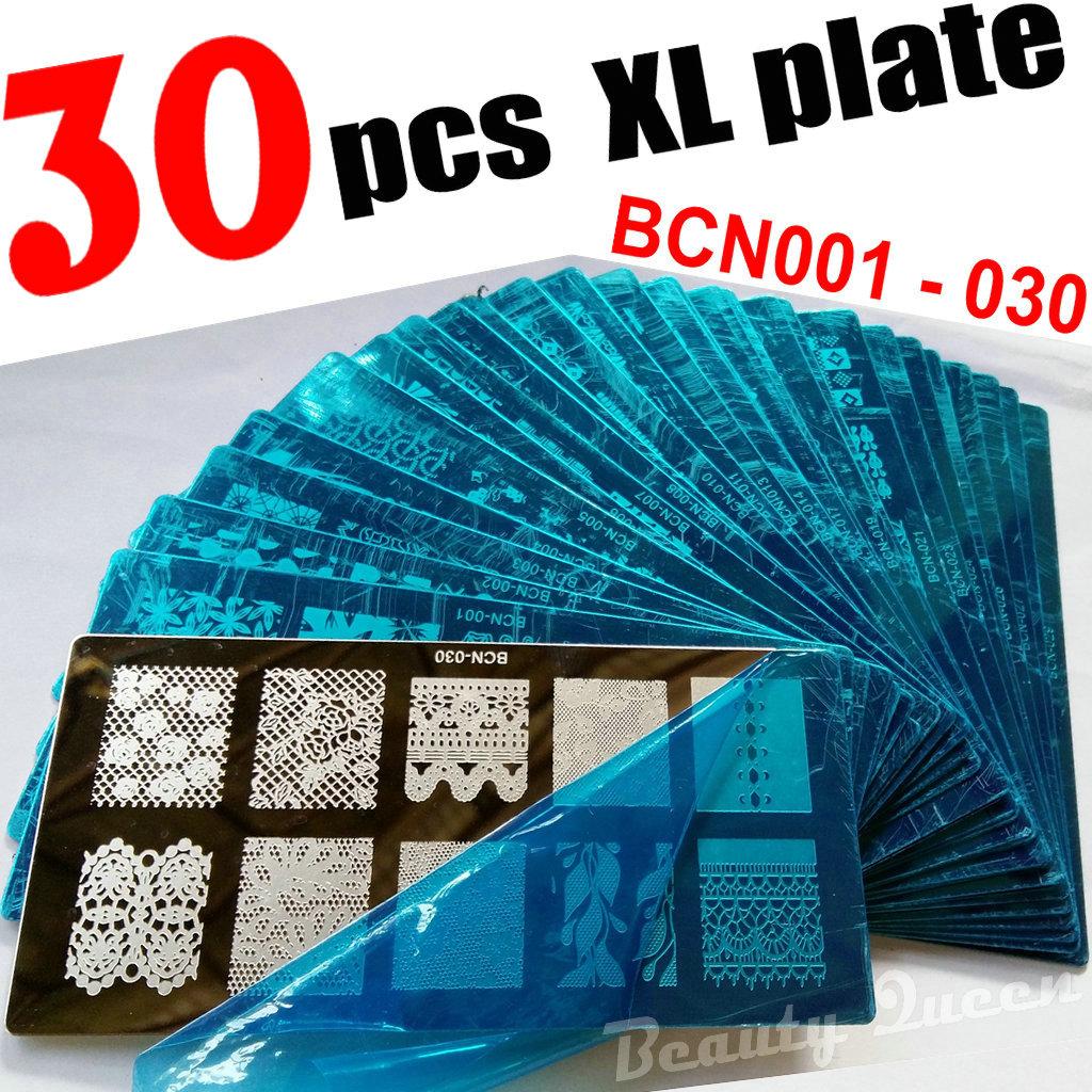 NEW 30pcs XL FULL Nail Stamping Stamp Plate Full Design Image Disc Stencil Transfer Polish Print Template BCN01 - BCN30
