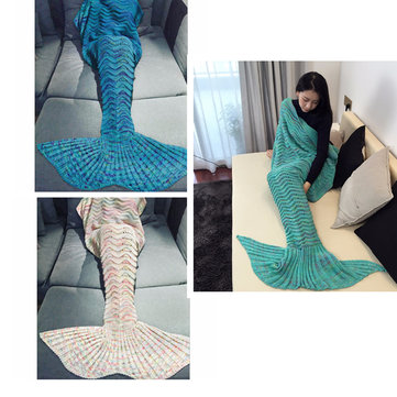 180×90cm Wave Yarn Knitting Mermaid Tail Blanket Birthday gift Blanket Bed Kids&Adult Sofa Sleeping