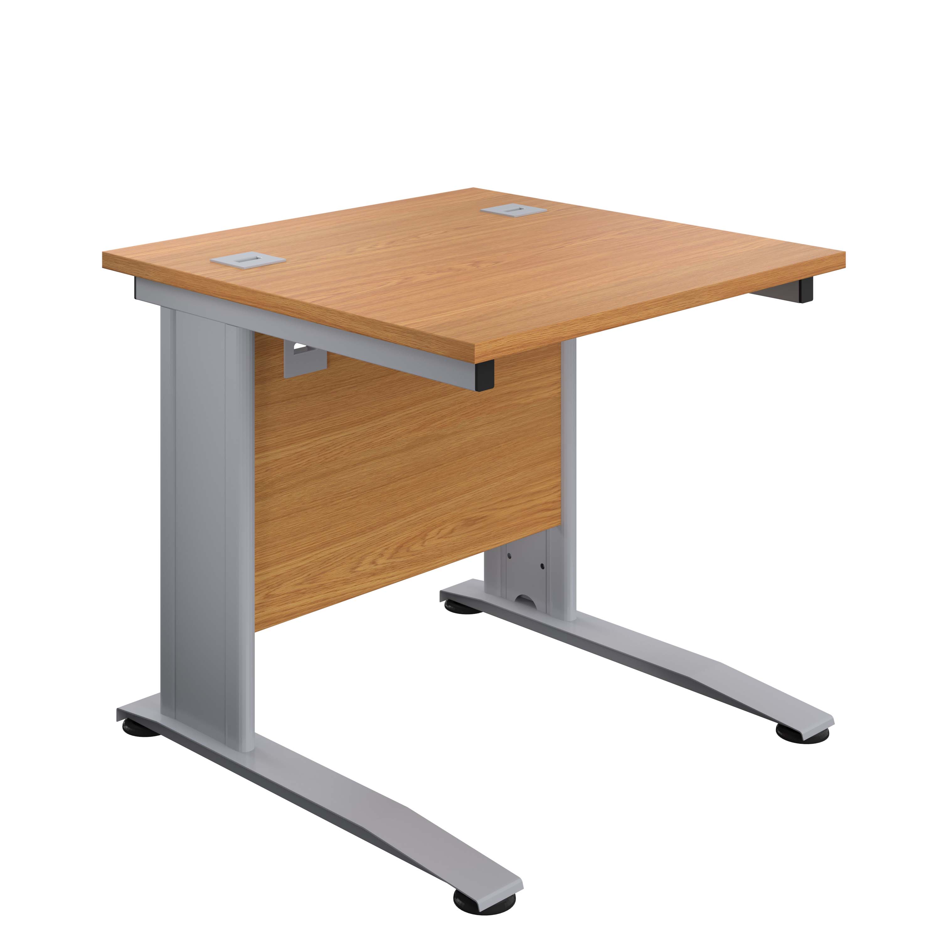 One Cable Cantilever 800 X 800 Rectangular Workstation - Oak / Silver