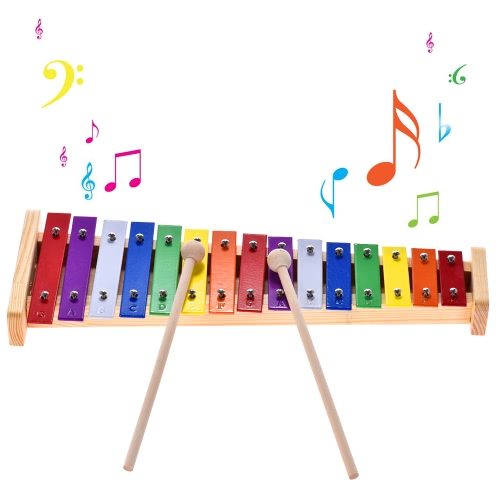 Instrumento musical de percusión de madera y aluminio Xilófono de Glockenspiel colorido