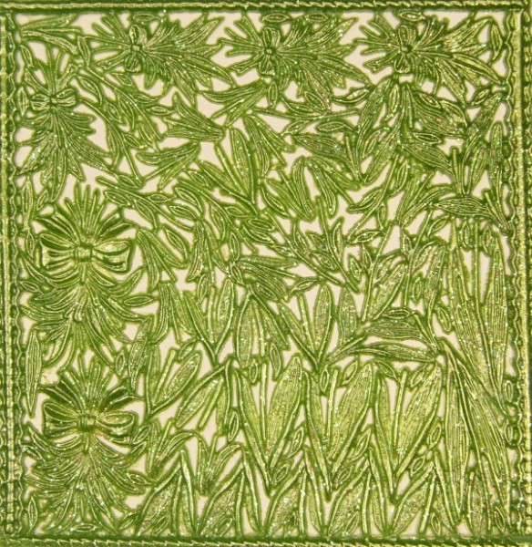 Wachsornament-Platte Blumenstengel, 16 x 16 cm, grün
