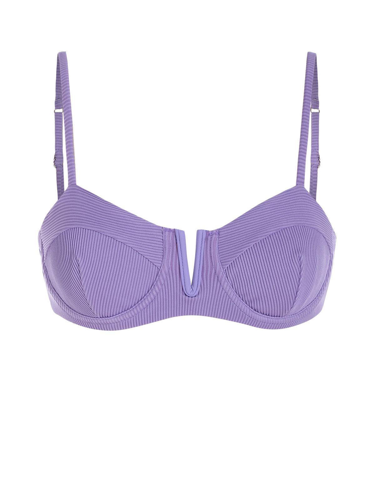 ZAFUL Bikini Top con Aros en V y Textura L Púrpura