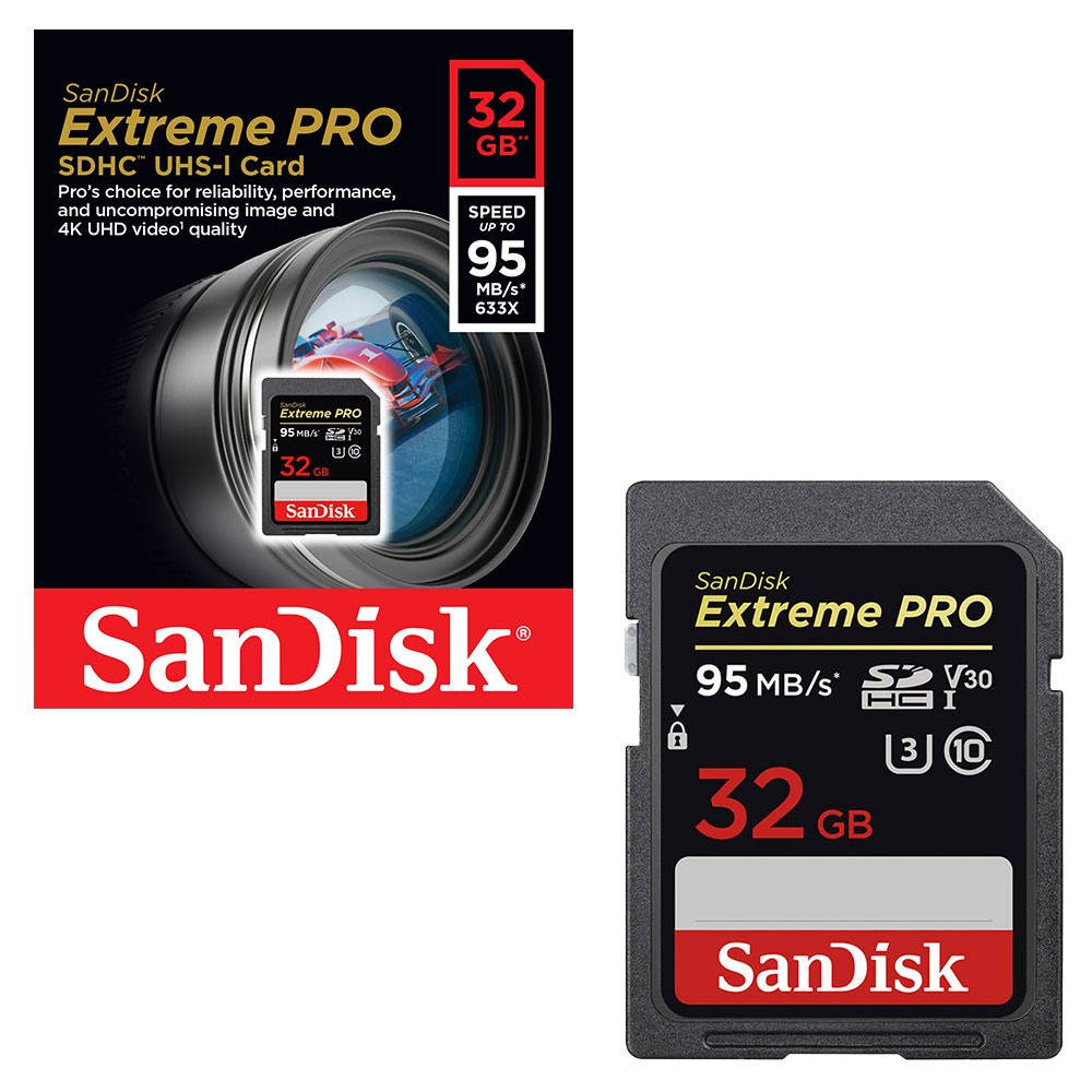 Sandisk Extreme Pro SDHC SD Memory Card UHS-1 U3 V30 95MB/s for 4K - 32GB