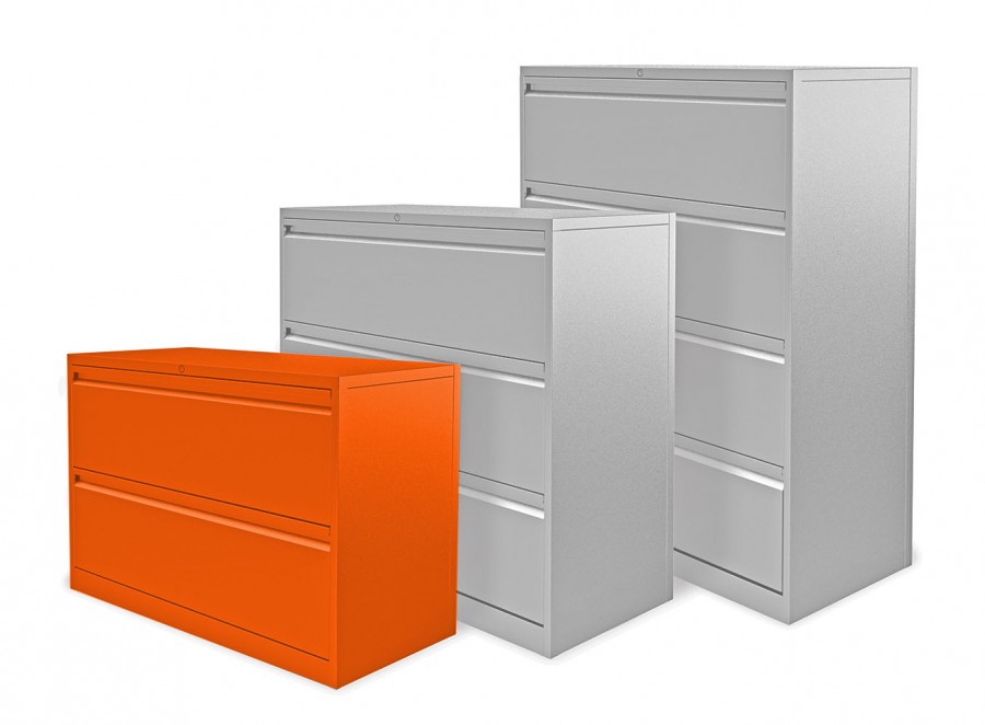Executive Side Filing Cabinet- 2 Individual Locking Drawers- Sienna Orange