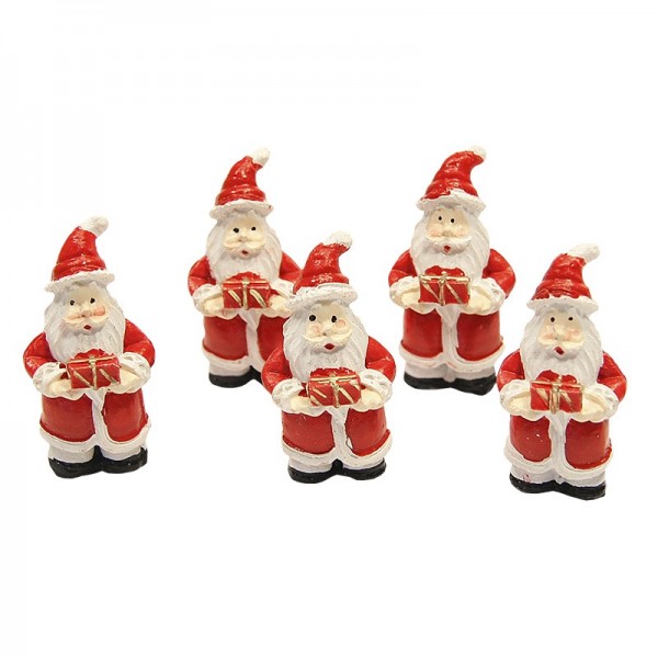 Deko-Weihnachtsmänner mit Geschenk, 5 x 2,5 cm, 5er Set