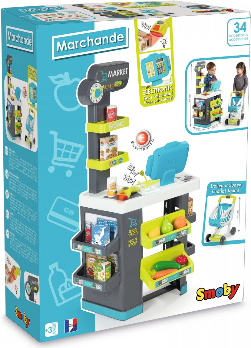 Smoby City-Markt mit Einkaufswagen Interaktives Spielzeug (350212)