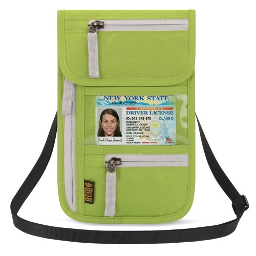 Organisateur de documents de titulaire de passeport de cachette de portefeuille de poche de cou de voyage d'aéroport