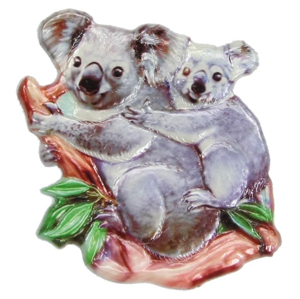 Wachsornament Koalas, farbig, geprägt, 7,5 x 7,5 cm