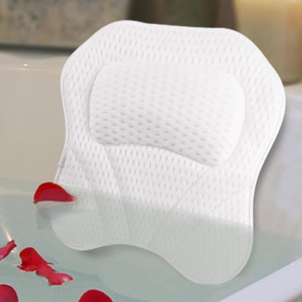 Bath Pillow 3D Mesh Bathtub Pillow with 6 Suction Cups 1 Hook for Bathing Bathroom PAK55