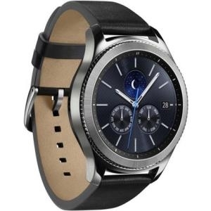 Samsung Gear S3 Classic - 46 mm - silber - intelligente Uhr mit Band - Leder - schwarz - Anzeige 3.3 cm (1.3