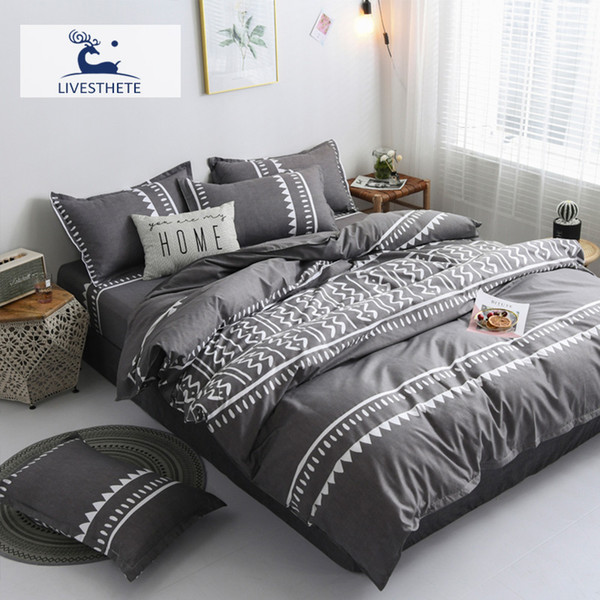 liv-esthete classic bohemia geometric bedding set soft printed duvet cover pillowcase queen king bed sheet bedspread flat sheet