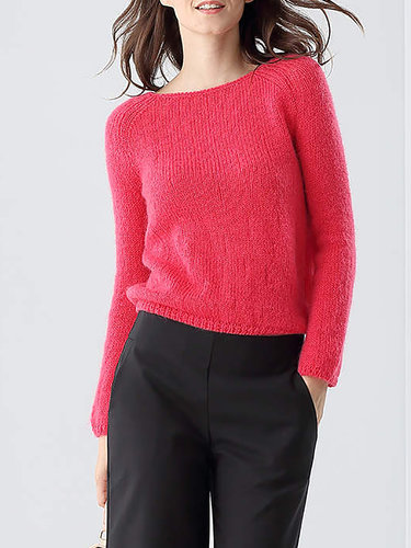 Red Wool Blend Casual Sweater