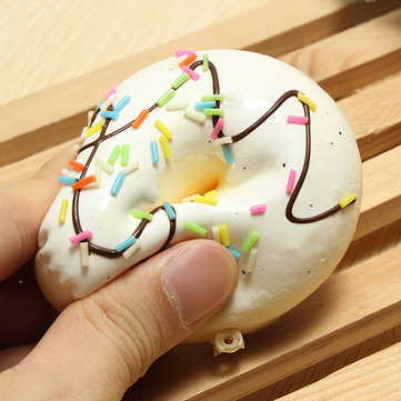 Cute Donuts Big Bread Charms Kawaii Squishy Soft Bag Keychain Straps Decor