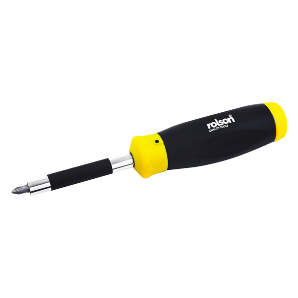 Rolson Tools 13-In-1 Ratchet Screwdriver (includes Slotted, Phillips Crosspoint PH,  Hex, Star Bits Stored in Handle)