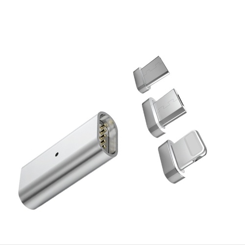 Adaptador de cable de carga magnética 3 en 1 USB-C hembra a Android Micro USB / tipo-C / iOS Convertidor de línea de datos Lightning para Samsung iPhone