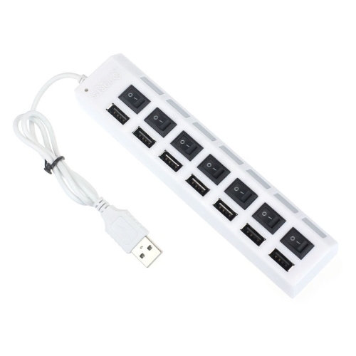 7 Ports LED USB 2.0 Hub Hub Allumer / Éteindre le commutateur pour PC portable BK