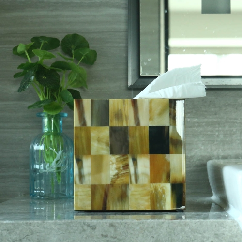 Caja de tejido rectangular Abulón Shell Rayas Piano de madera para hornear Barniz Tecnología Oficina Sala de estar Baño Dormitorio Ornamento Decoración para el hogar