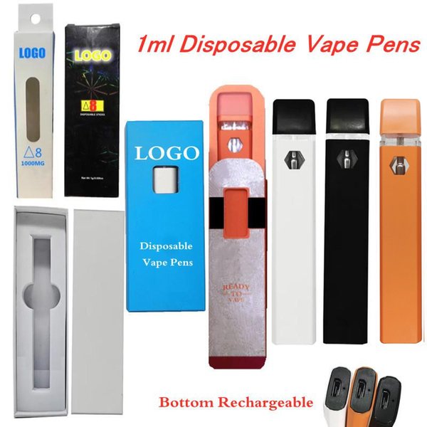 Disposable Vape Pen Customized Disposable E-cigarettes 1ML 280mah Battery Rechargable Starter Kits Empty Thick Oil Vaporizer for D8 D9 D10 Custom Logo Packaging D7