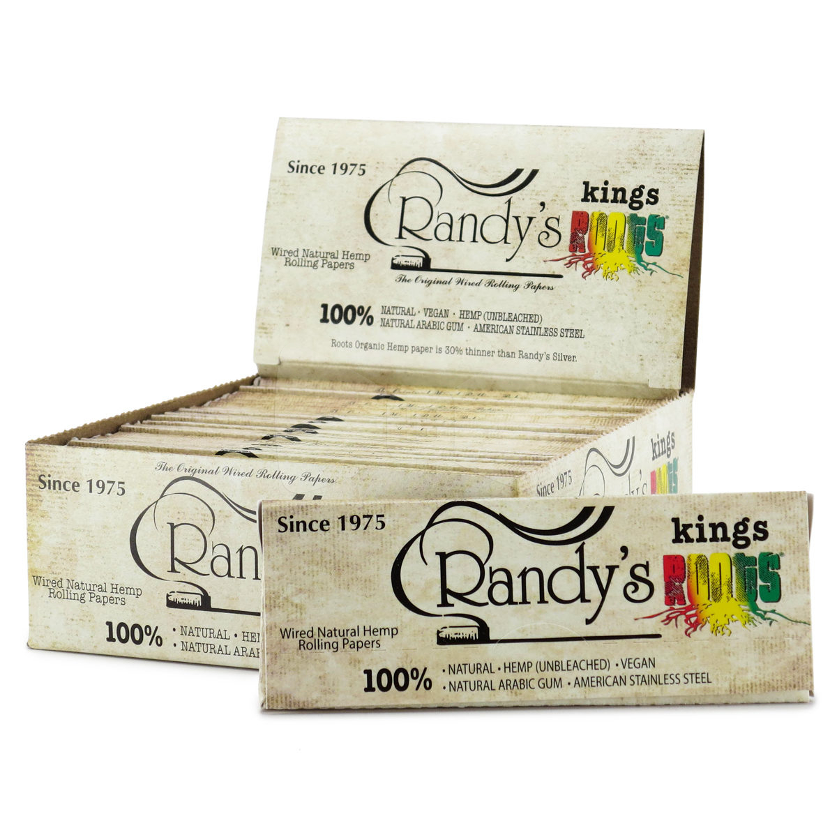 Randys Roots King Size Hemp Rolling Papers Box