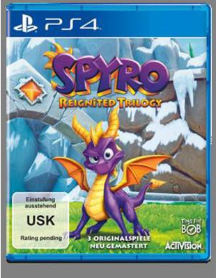 Activision Spyro: Reignited Trilogy. Spiel-Edition: Anthologie, Plattform: PlayStation 4, Genre: Action/Abenteuer, ESRB-Bewertung: RP (Rating Pending), PEGI-Klassifizierung: 7, Entwickler: Toys For Bob, Freigabedatum (TT/MM/JJ): 21/09/2018 (88237GM)