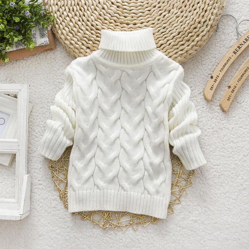 Baby / Toddler Casual Solid High Collar Thick Knitwear