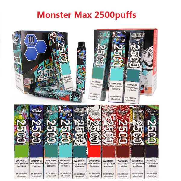 Big Puffs disposable vapes e-cigarettes Monster Max 2500puffs 7.5ml 950mAh 10 colors available VS puff xxl OEM welcomed