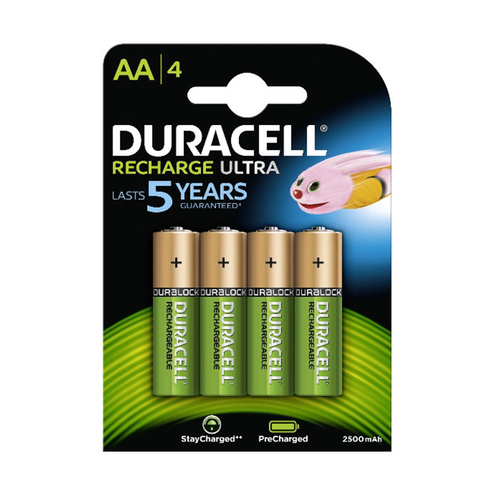 Duracell Duralock AA Rechargeable Pre and Stay Charged NiMH 2500mAh Capacity - 4 Pack