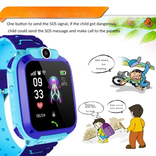 Reloj de seguridad para niños IP67 Impermeable Táctil LBS Posicionamiento de un solo clic SOS Anti-Lost Para IOS Android Voice Chat