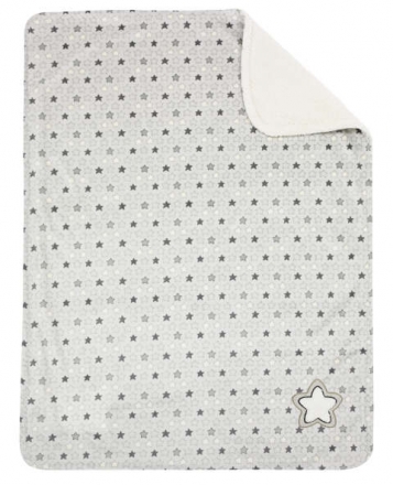Alvi Microfaser Baby Decke mit Applikation Stern+Sternchen grau-beige 75x100