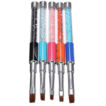 1 Pcs Crystal Nail Art Brush Painting Drawing Flat Pen Manicure Tools