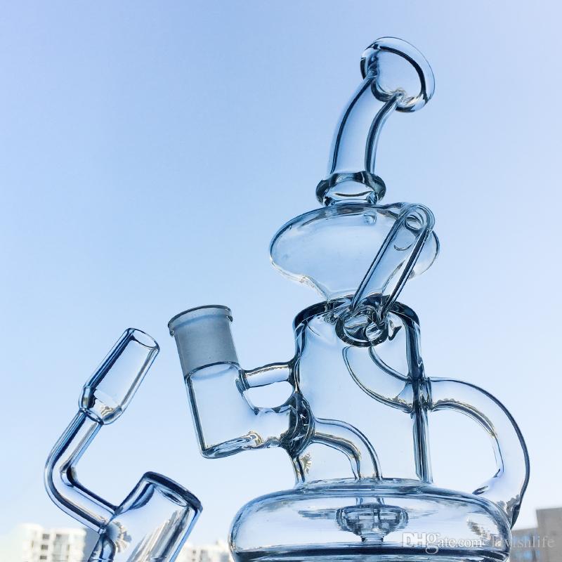 8 Inch Klein Tornado Percolator Glass Bong 14mm Female Joint Water Pipes Oil Dab Rigs With Quartz Banger Hookahs HR024