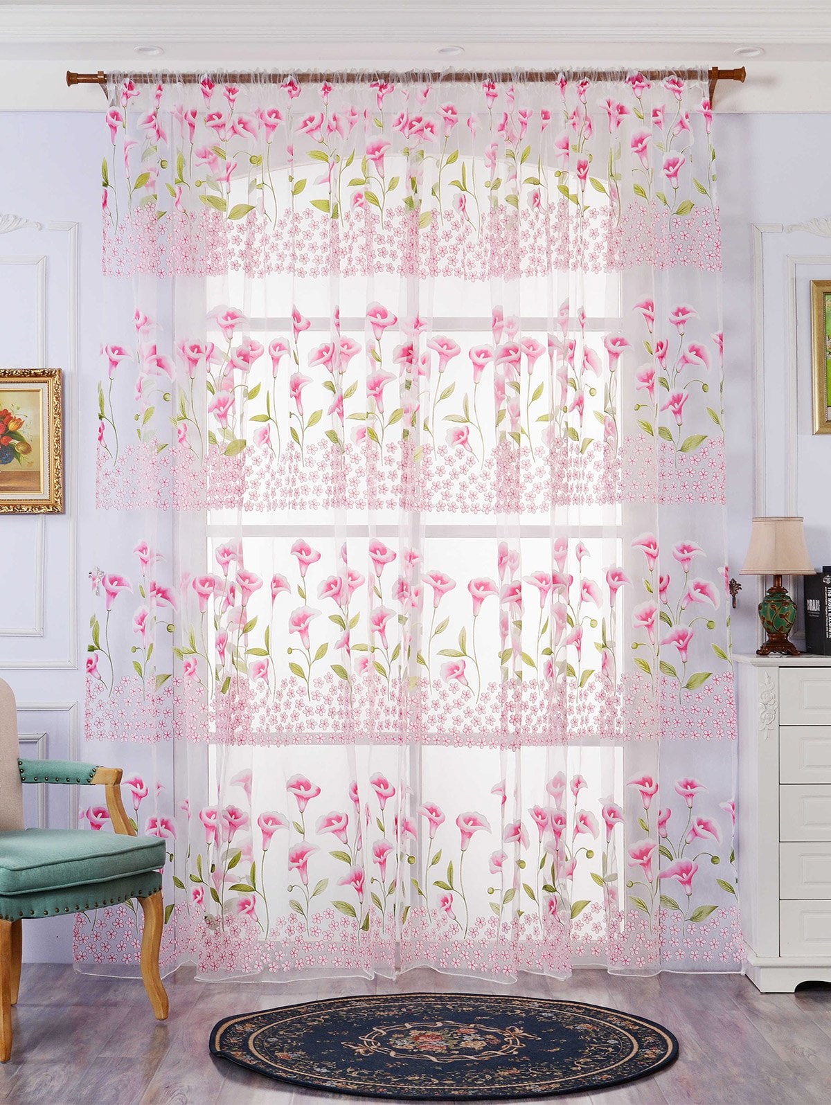 Transparent Calla Lily Window Curtain