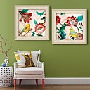 E-HOME Framed Canvas Art, The Birds And Flowers Framed Canvas Print Set of 2