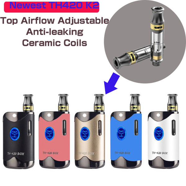Authentic Kangvape TH420 TH-420 Start Kit With Ceramic Heating Coils Variable Voltage Oil Cartridge For Red Cap CE3 G2 92A3 Liberty V9 Tank