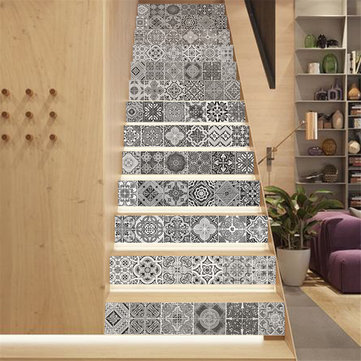 13Pcs/set 3D Stairs Stickers PVC Various Patterns Poster Decor Mural Vinyl Decal