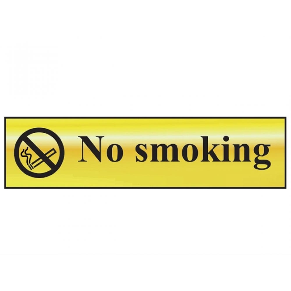 Scan No Smoking - Polished Brass Effect 200 x 50mm