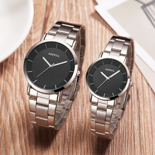 Dongguan marca últimos modelos de explosión moda simple reloj de cuarzo para hombres relojes de aleación de alta calidad para parejas suministro transfronterizo Hoja de acero con superficie negra (hombre)