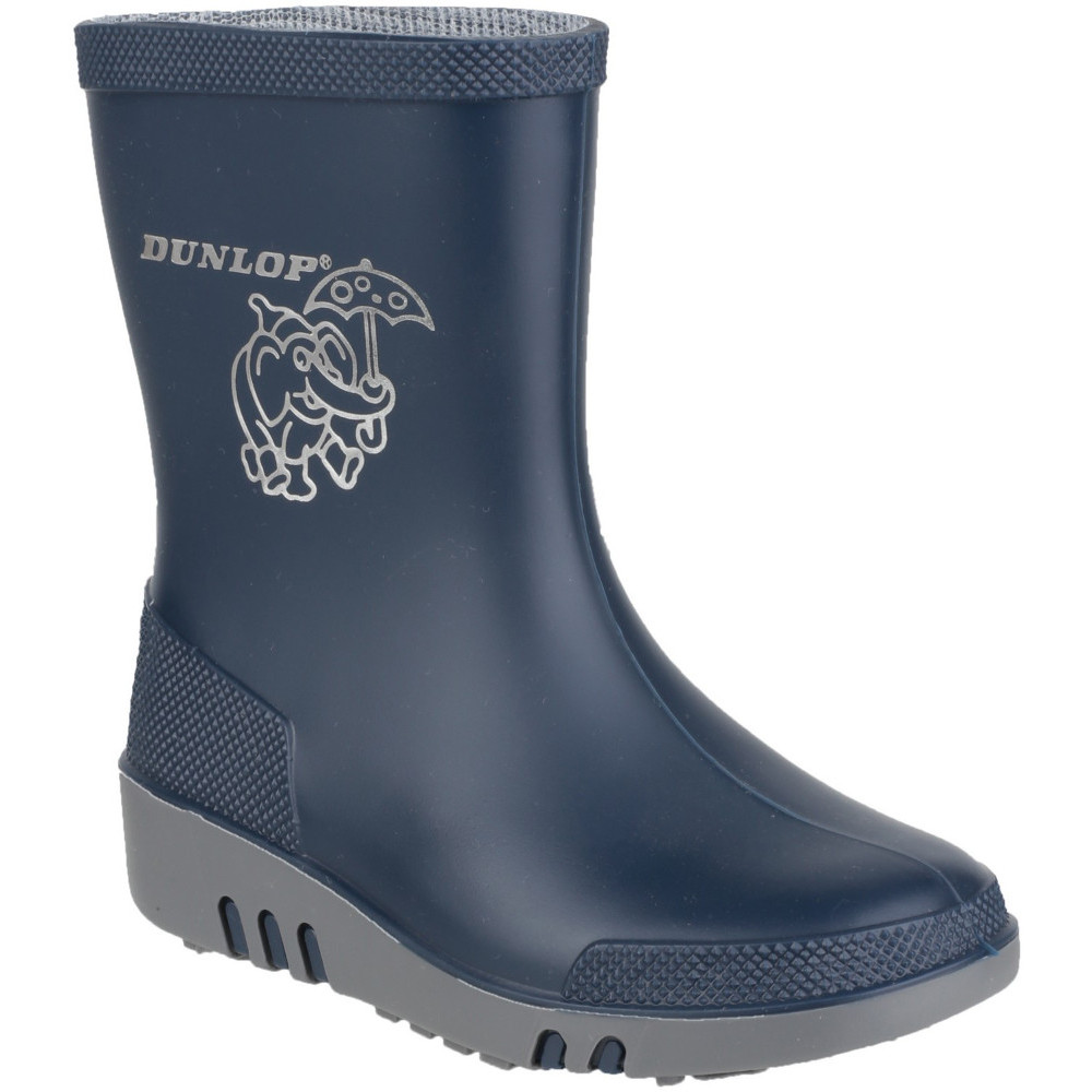 Dunlop Boys Mini Elephant Waterproof PVC Welly Wellington Boots UK Size 7 (EU 24) Toddler
