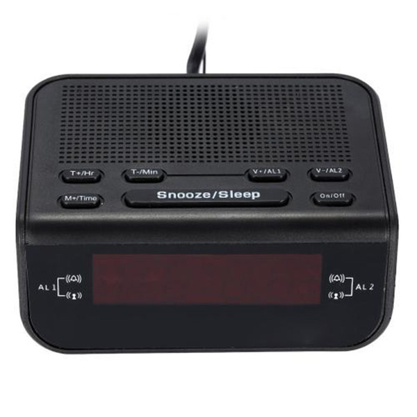 digital alarm clock radio for bedrooms fm radio digits dimmerable red display,easy snooze,sleep timer (eu plug)