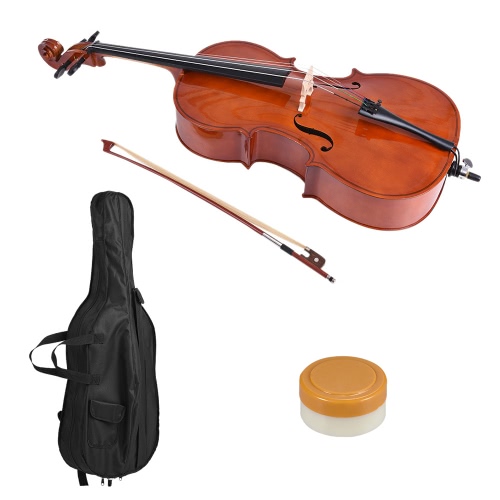 1/2 Bois Cello Finition Finition tilleul en bois de tilleul avec Bow Rosin sac de transport pour les étudiants de musique amateurs