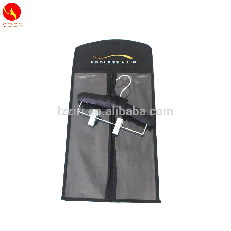 hair extensions distributors package/factory supply clip hair hair extension bag / custom hair bag with hanger