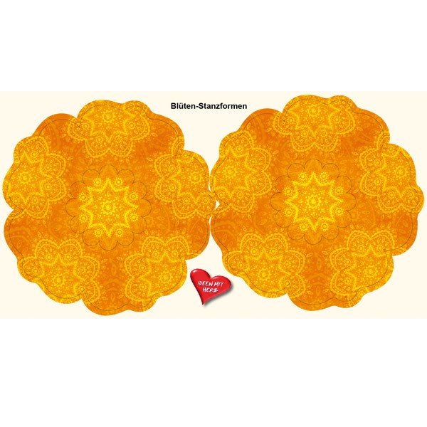 Blüten-Stanzbogen, 2 Blüten, Ø15cm, orange, 6er Set