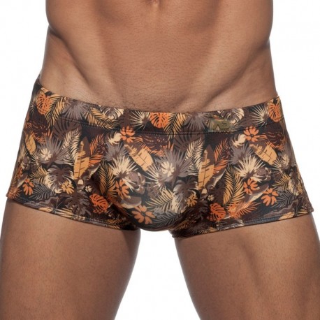 Addicted Leaves Swim Boxer - Brown XS