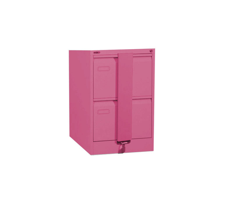 Executive 2 Drawer A4 Filing Cabinet with Security Bar- Pink