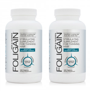 Foligain Thinning Hair Supplement - Stimulating Hair Formula for Men & Women - 120 Caplets - 2 Packs